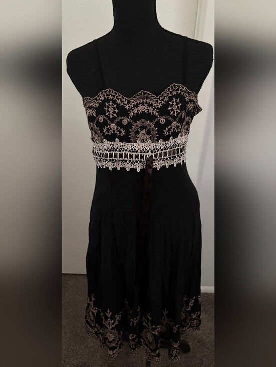 Lucy Paris Dresses & Skirts - Black Dress with Ivory Lace Embroidery